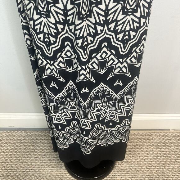 Alfani Tank Dress size Medium Black Ivory Slinky Peasant Boho Long Maxi Wedding - Picture 8 of 12
